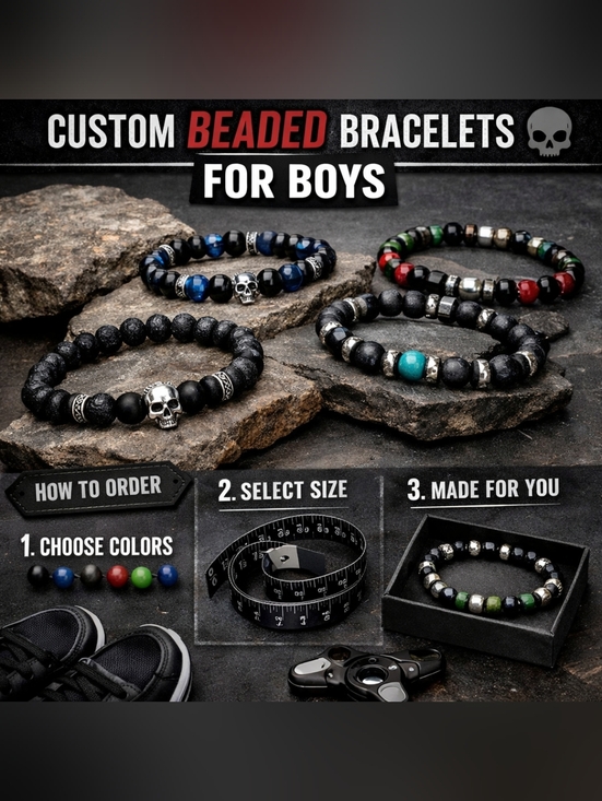 Other - Custom Beaded Bracelets for Boys 🖤